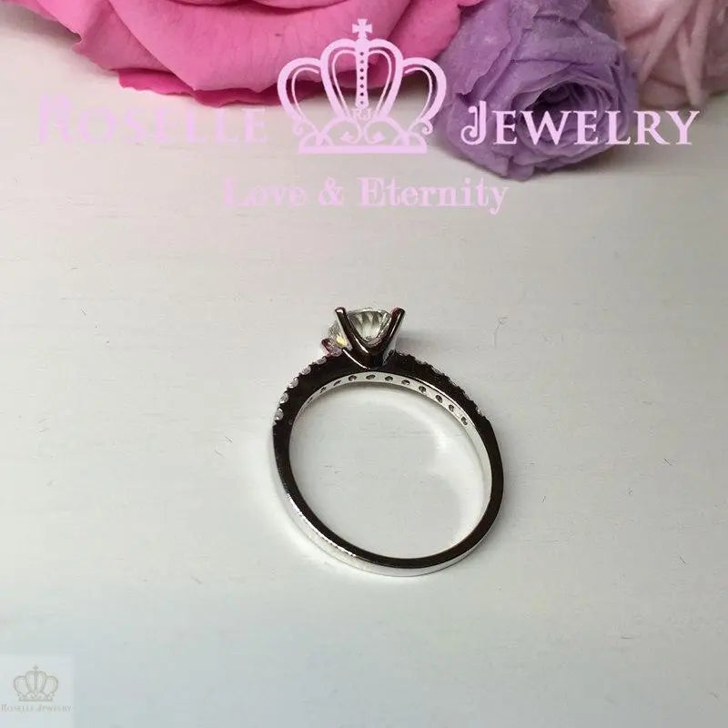 Four Prong Side Stone Engagement Ring - T4 - Roselle Jewelry