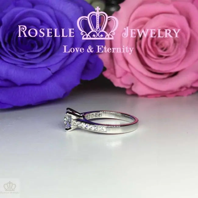 Four Prong Side Stone Engagement Ring - T5 - Roselle Jewelry