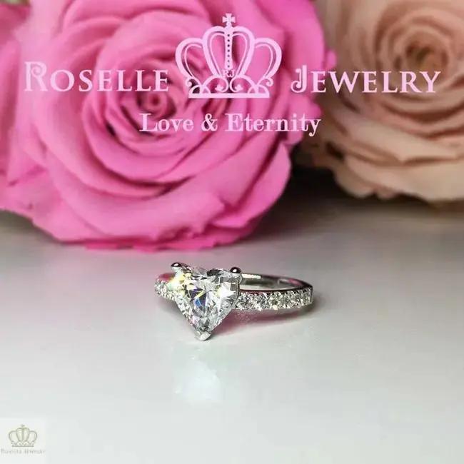 Heart Shape Side Stone Engagement Ring - HR1 - Roselle Jewelry
