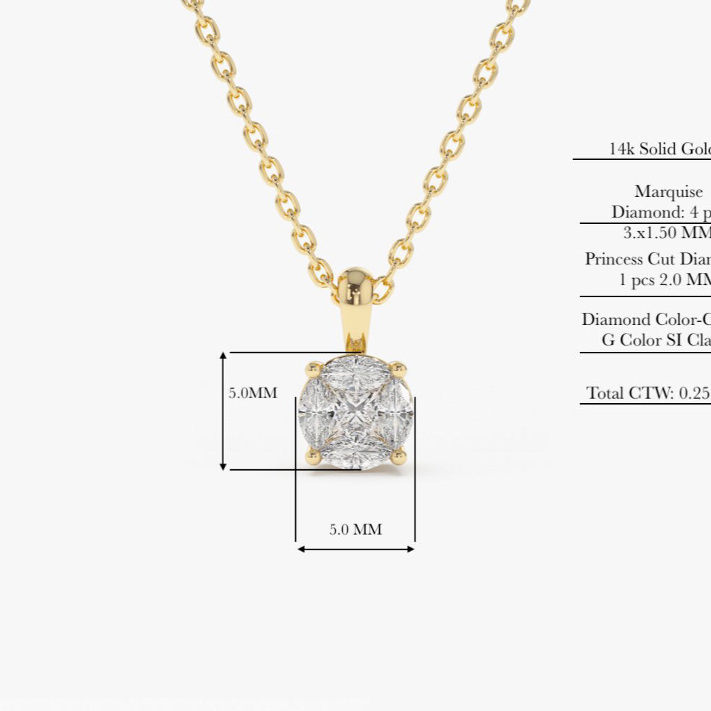 OBFJ1979 - 14k 0.25ctw Illusion Setting Brilliant Diamond Necklace 5