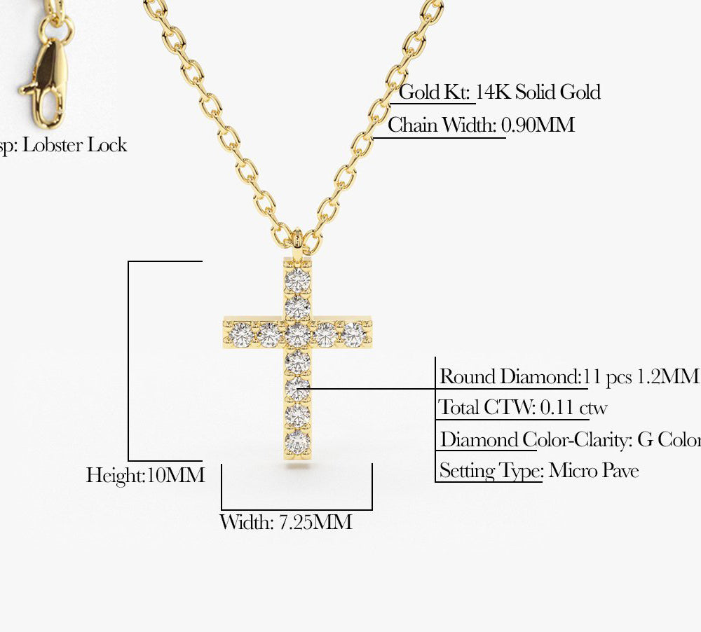 OBFJ0211 - 14K Rose Gold Micro Pave Diamond Cross Necklace 4