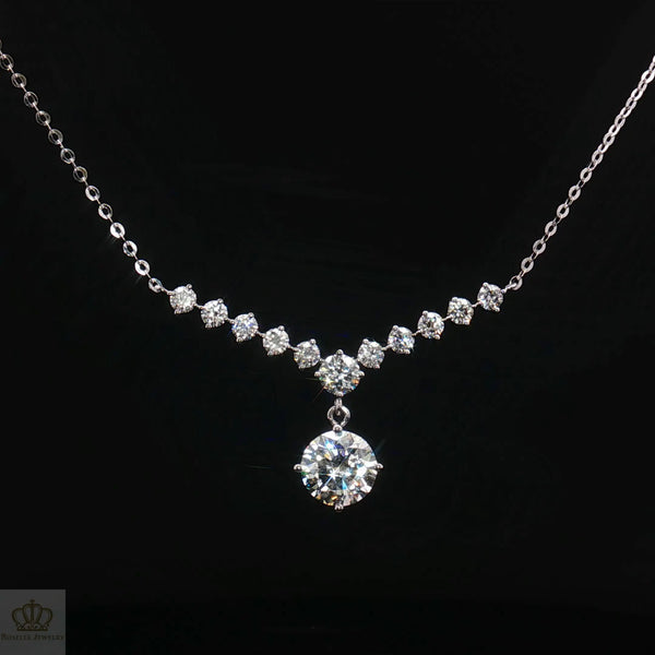 LC1124 - [Setting Only] Graduated Diamond Necklace with Center Stone Drop CHARLISA™