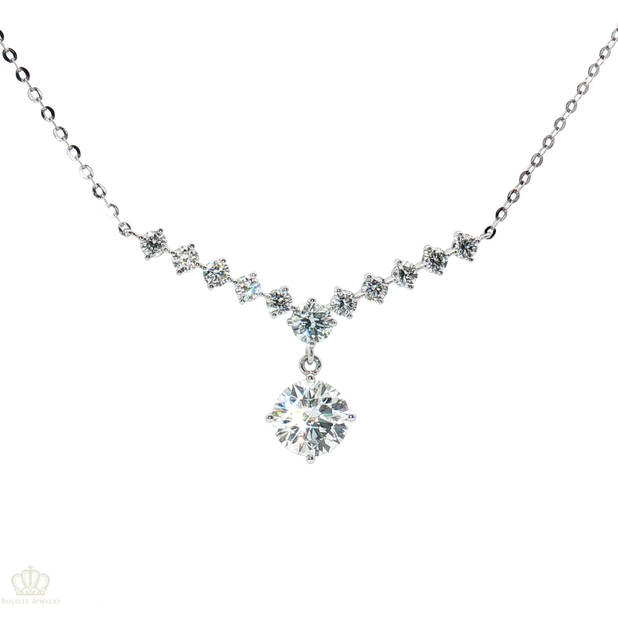 LC1124 - [Setting Only] Graduated Diamond Necklace with Center Stone Drop CHARLISA™