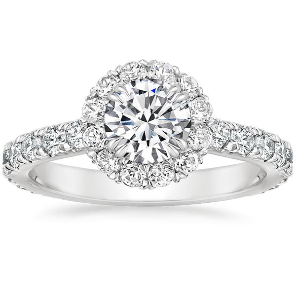 Luxe Sienna Halo Diamond Engagement Ring [Setting Only] - EC100 With 0.51 Carat Round Shape Natural Diamond