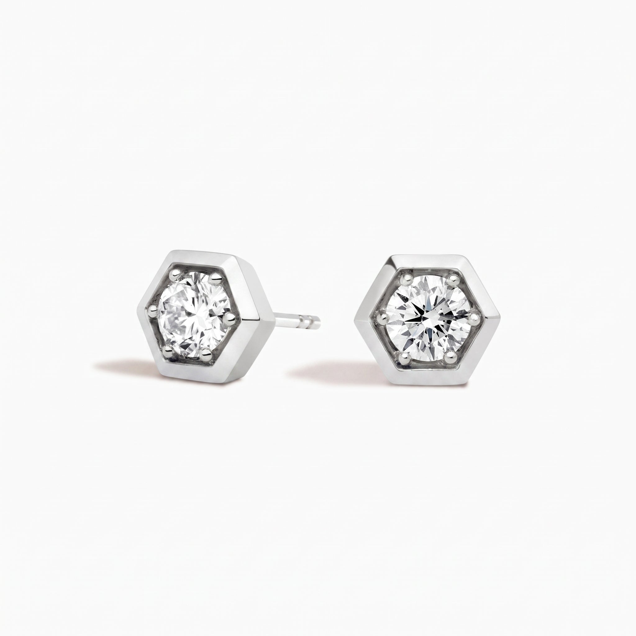 LE11437 - Hexagon Bezel Lab Diamond Stud Earrings 0.50 CTW