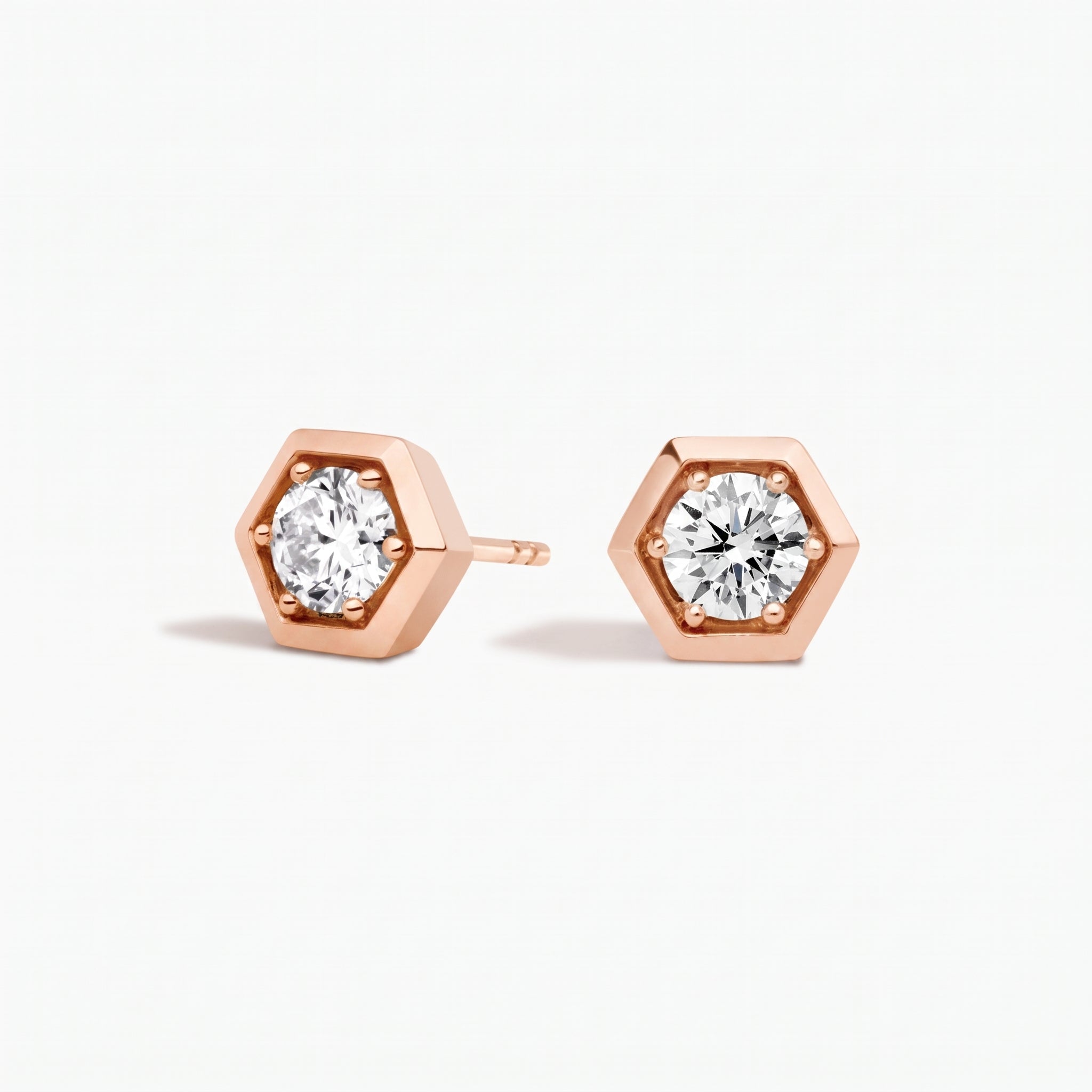 LE11437 - Hexagon Bezel Lab Diamond Stud Earrings 0.50 CTW