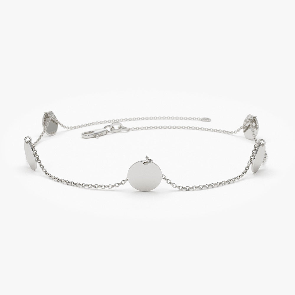 OBFJ1911 - Solid Gold Dangle Disc Bracelet bracelets in selectable metal and diamond options - Roselle Jewelry view 7