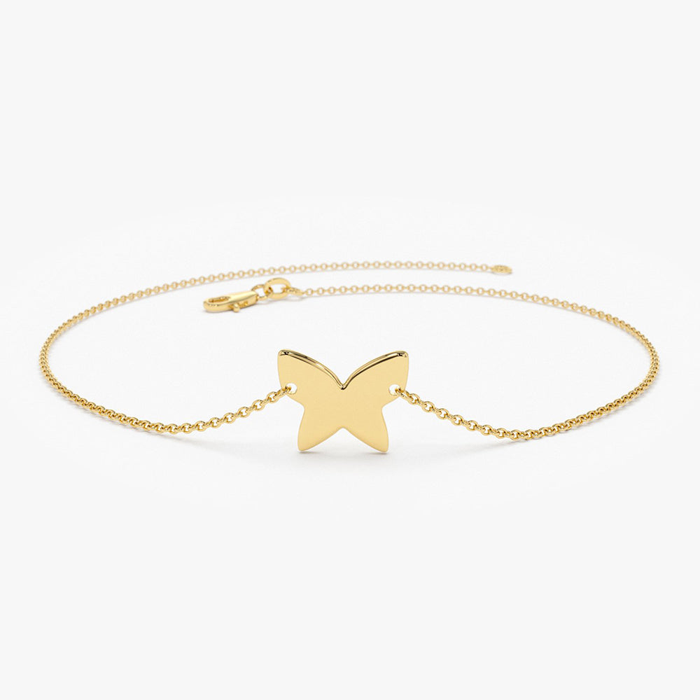 OBFJ1922 - Trendy Gold Butterfly Bracelet bracelets in selectable metal and diamond options - Roselle Jewelry view 1