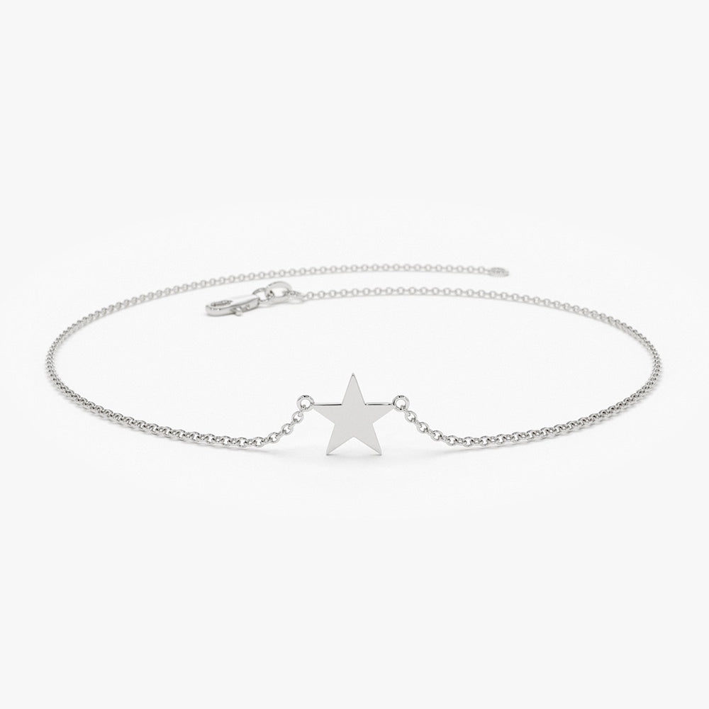 OBFJ1925 - Lucky Star Charm Bracelet bracelets in selectable metal and diamond options - Roselle Jewelry view 5