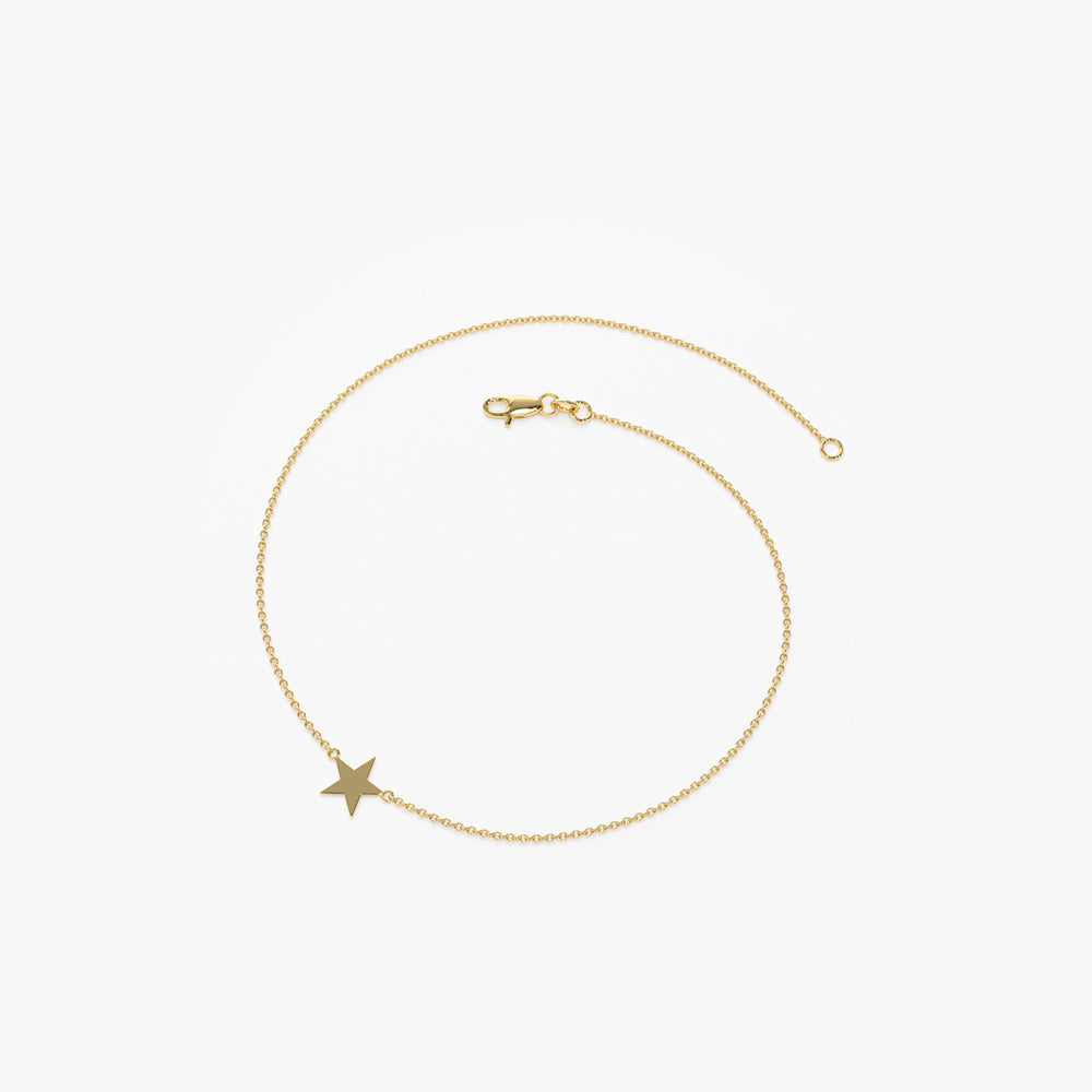 OBFJ1925 - Lucky Star Charm Bracelet bracelets in selectable metal and diamond options - Roselle Jewelry view 6