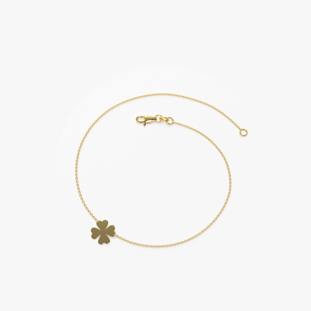 OBFJ1924 - Four Leaf Clover Charm Bracelet bracelets in selectable metal and diamond options - Roselle Jewelry view 7