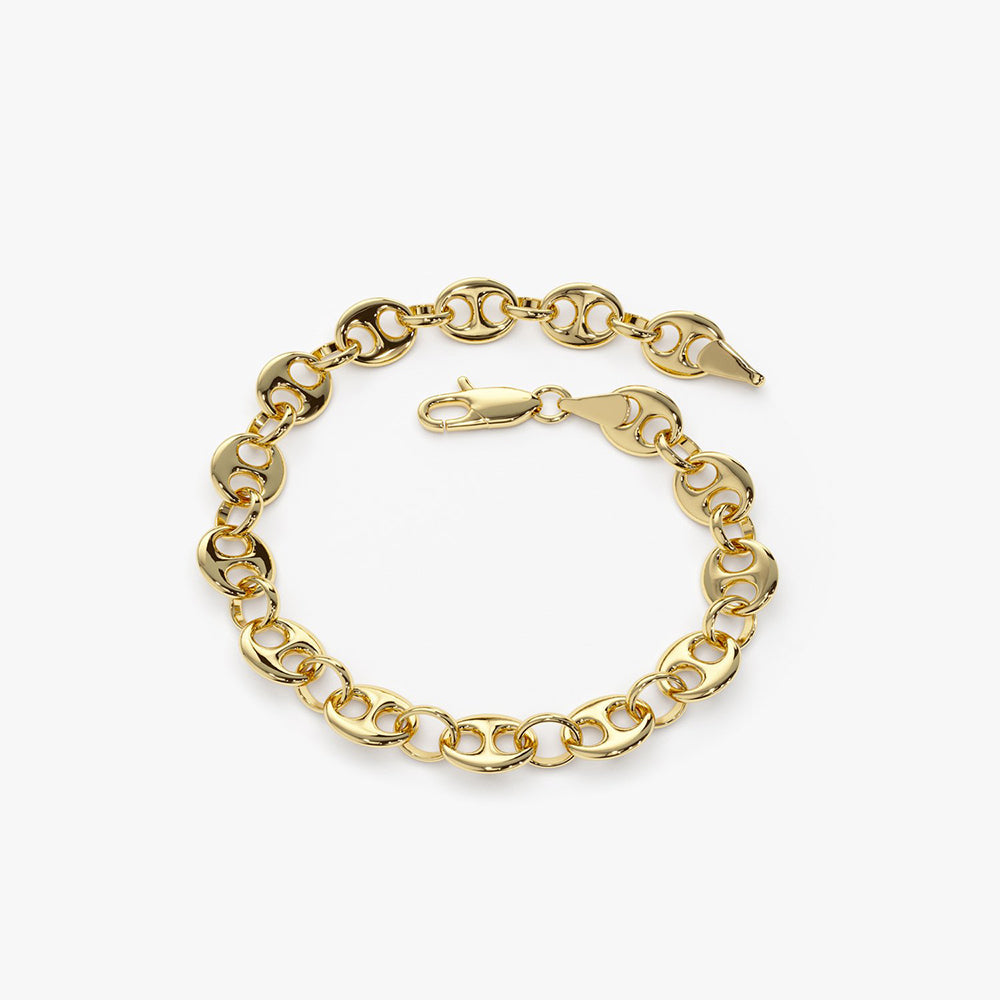 OBFJ2009 - Thick Puffed Mariner Bracelet bracelets in selectable metal and diamond options - Roselle Jewelry view 5