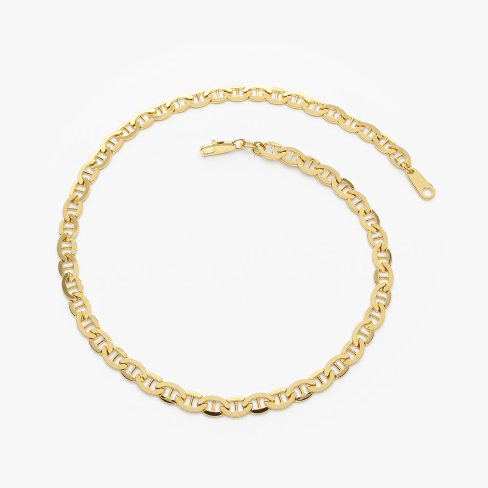 OBFJ2148 - 3.5 MM Mariner Chain Link Bracelet bracelets in selectable metal and diamond options - Roselle Jewelry view 3