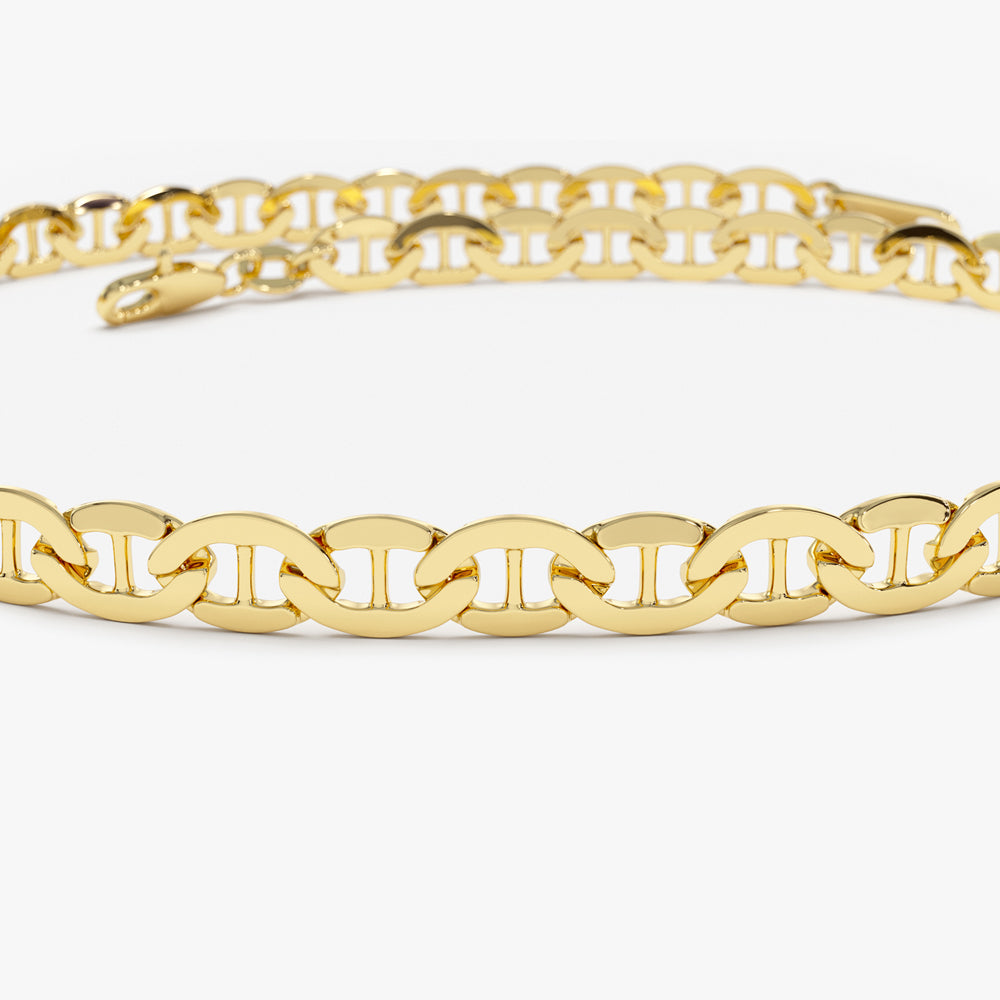 OBFJ2148 - 3.5 MM Mariner Chain Link Bracelet bracelets in selectable metal and diamond options - Roselle Jewelry view 4