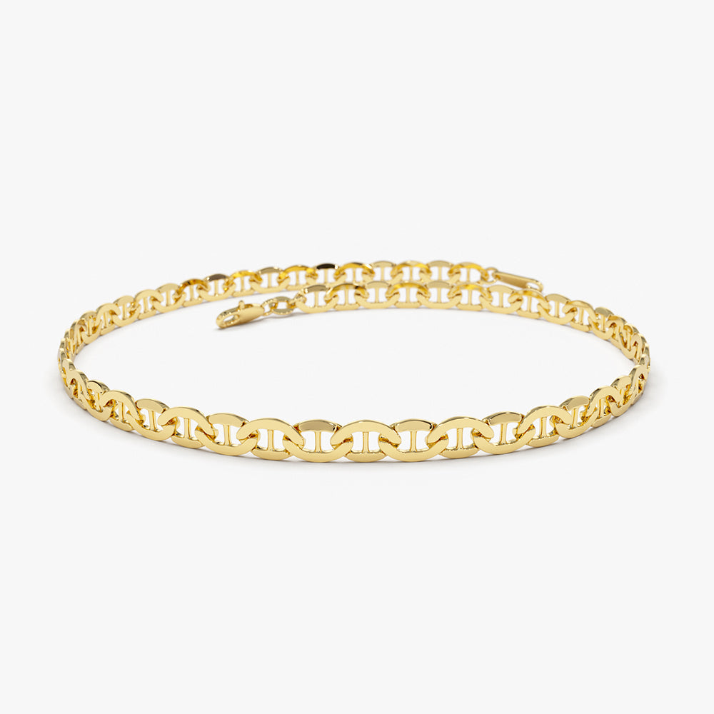 OBFJ2148 - 3.5 MM Mariner Chain Link Bracelet bracelets in selectable metal and diamond options - Roselle Jewelry view 1