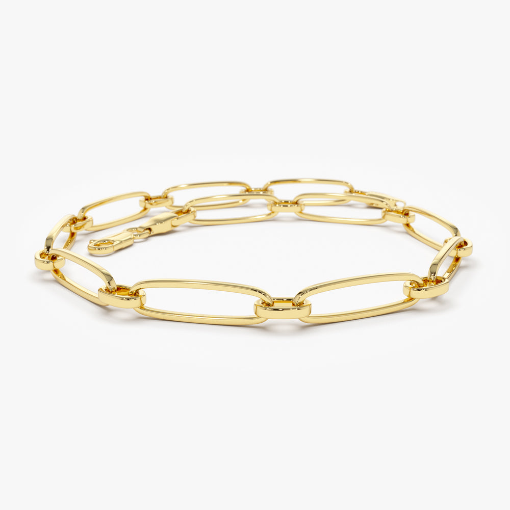 OBFJ2164 - Oval Link Chain Bracelet bracelets in selectable metal and diamond options - Roselle Jewelry view 1