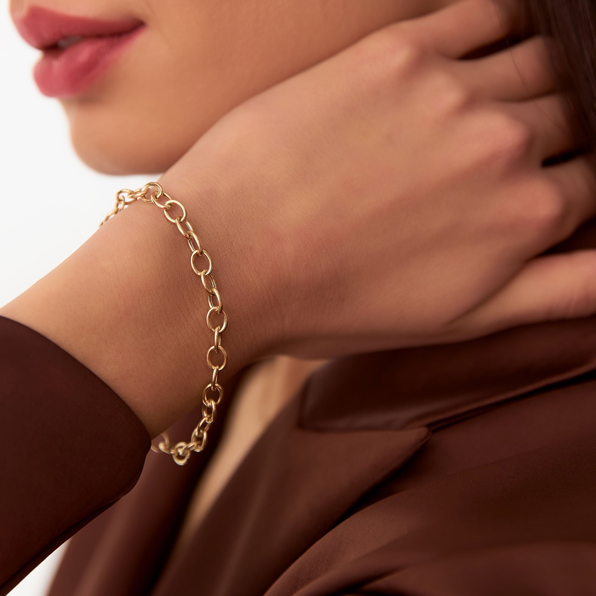 OBFJ1094 - 14k Oval Link Cable Chain Bracelet 3