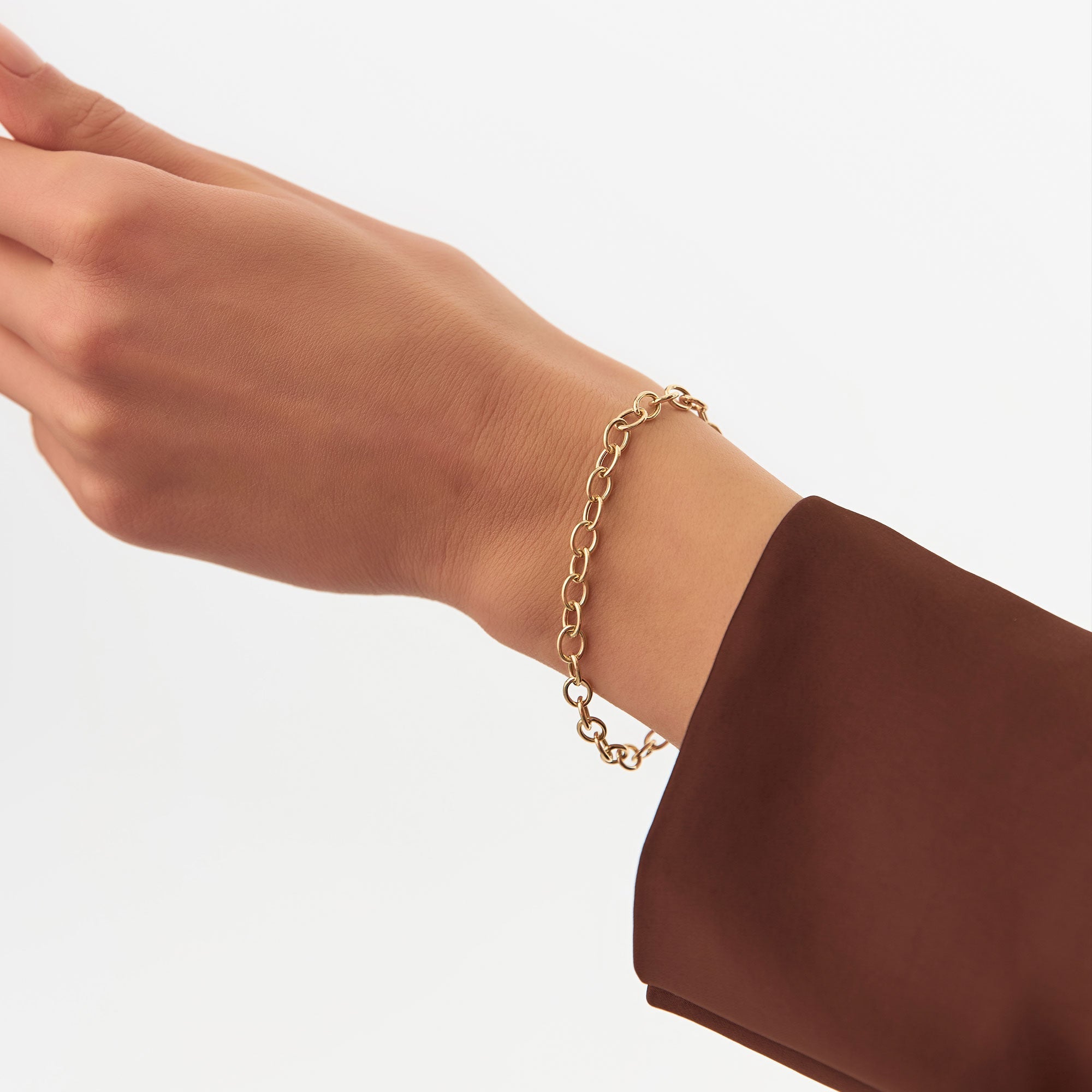 OBFJ1094 - 14k Oval Link Cable Chain Bracelet 5