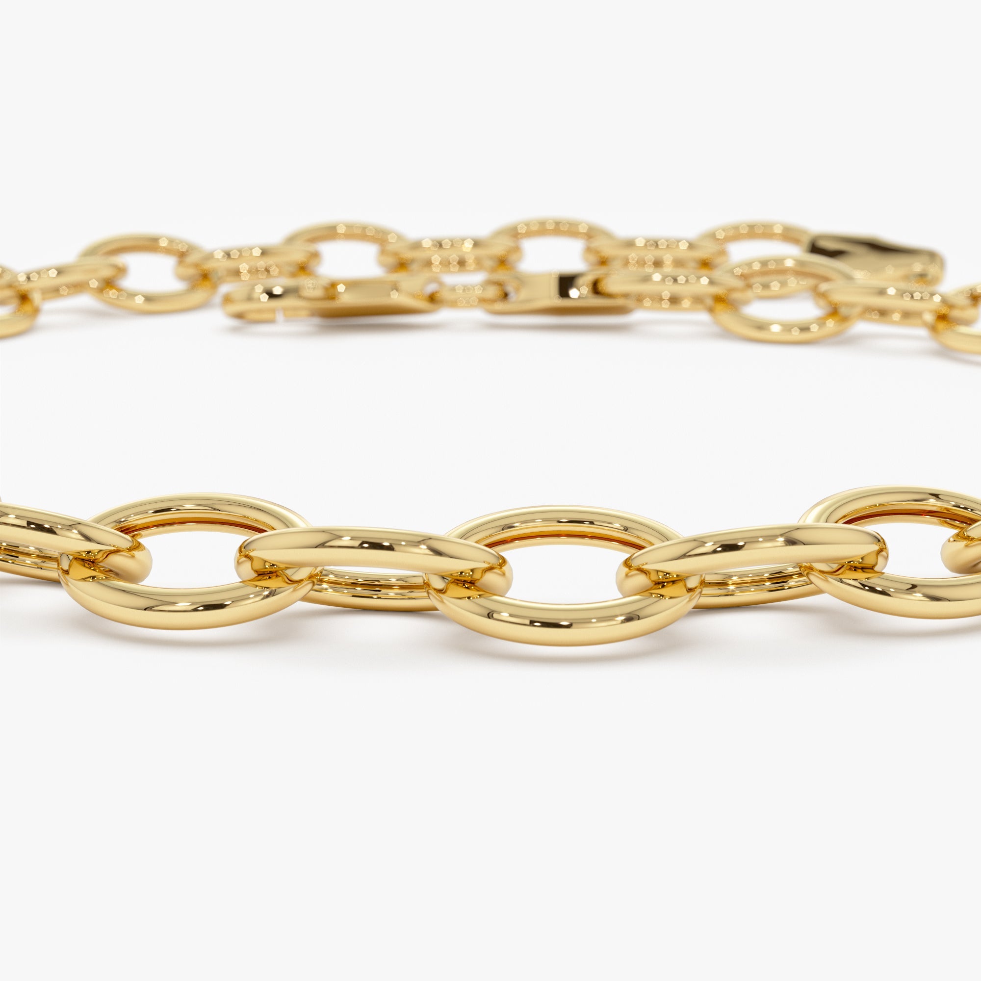 OBFJ1094 - 14k Oval Link Cable Chain Bracelet 8