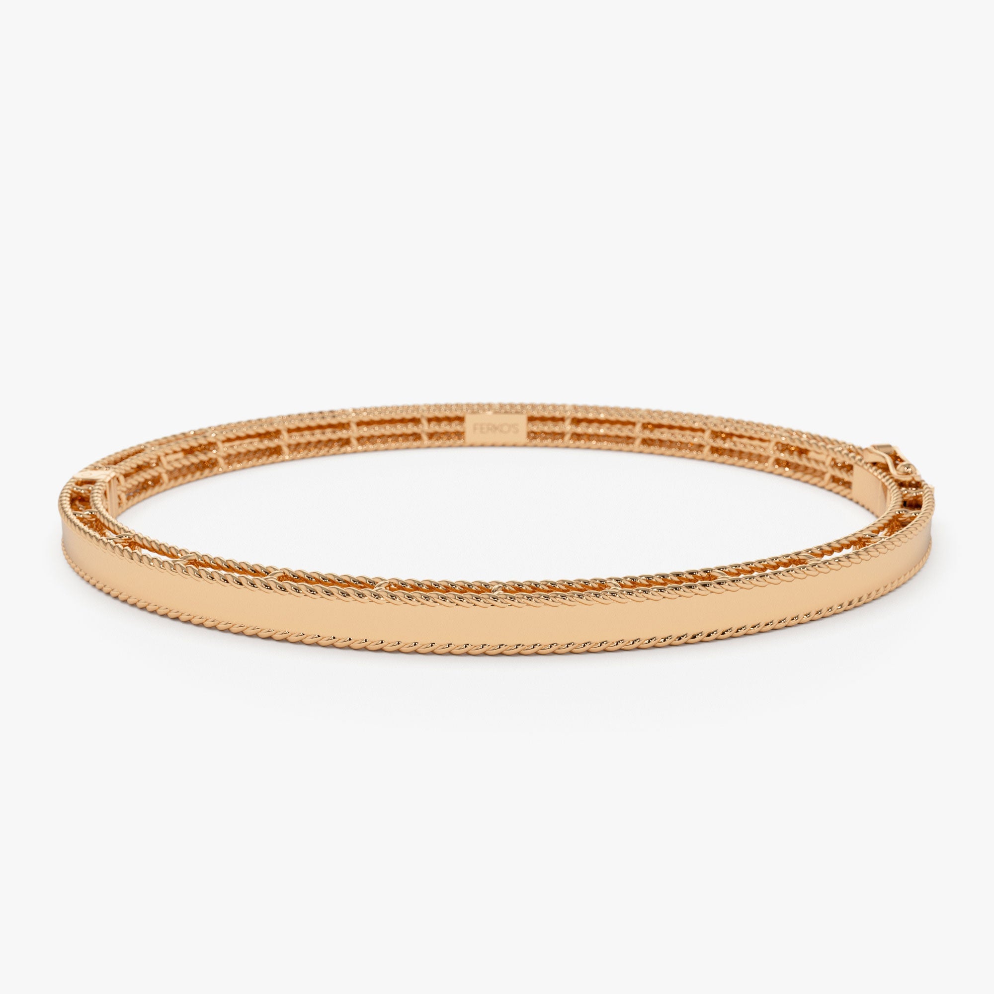 OBFJ1161 - 14K Milgrain Edge Gold Bangle Bracelet 6