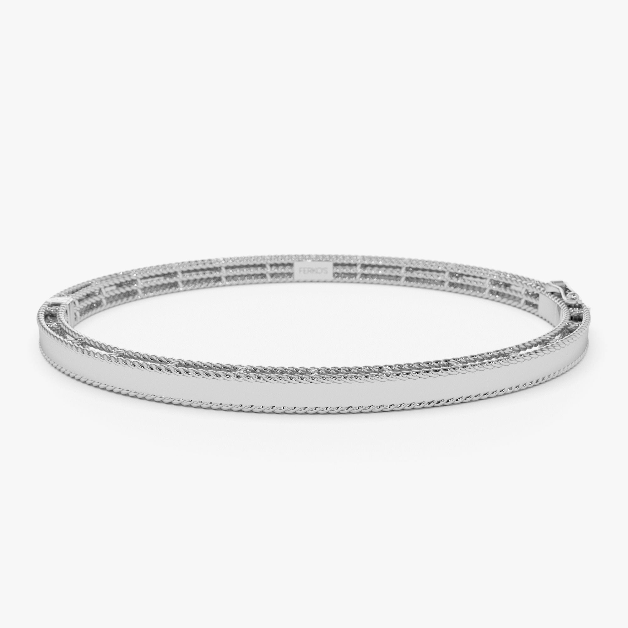 OBFJ1161 - 14K Milgrain Edge Gold Bangle Bracelet 7