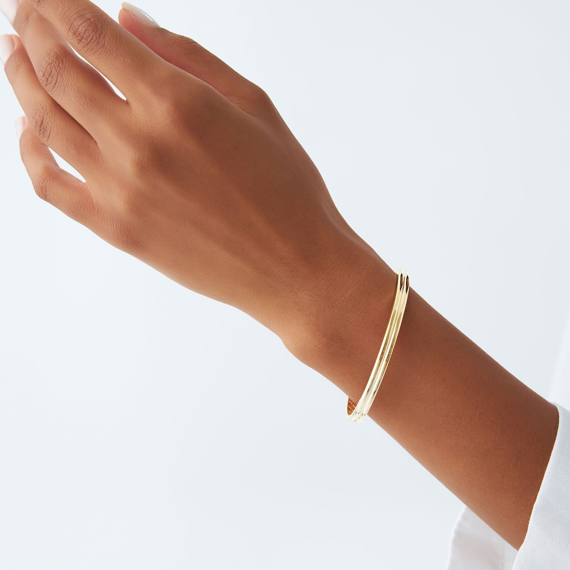 OBFJ1168 - 14k Double Row Dome Gold Bangle Bracelet 4
