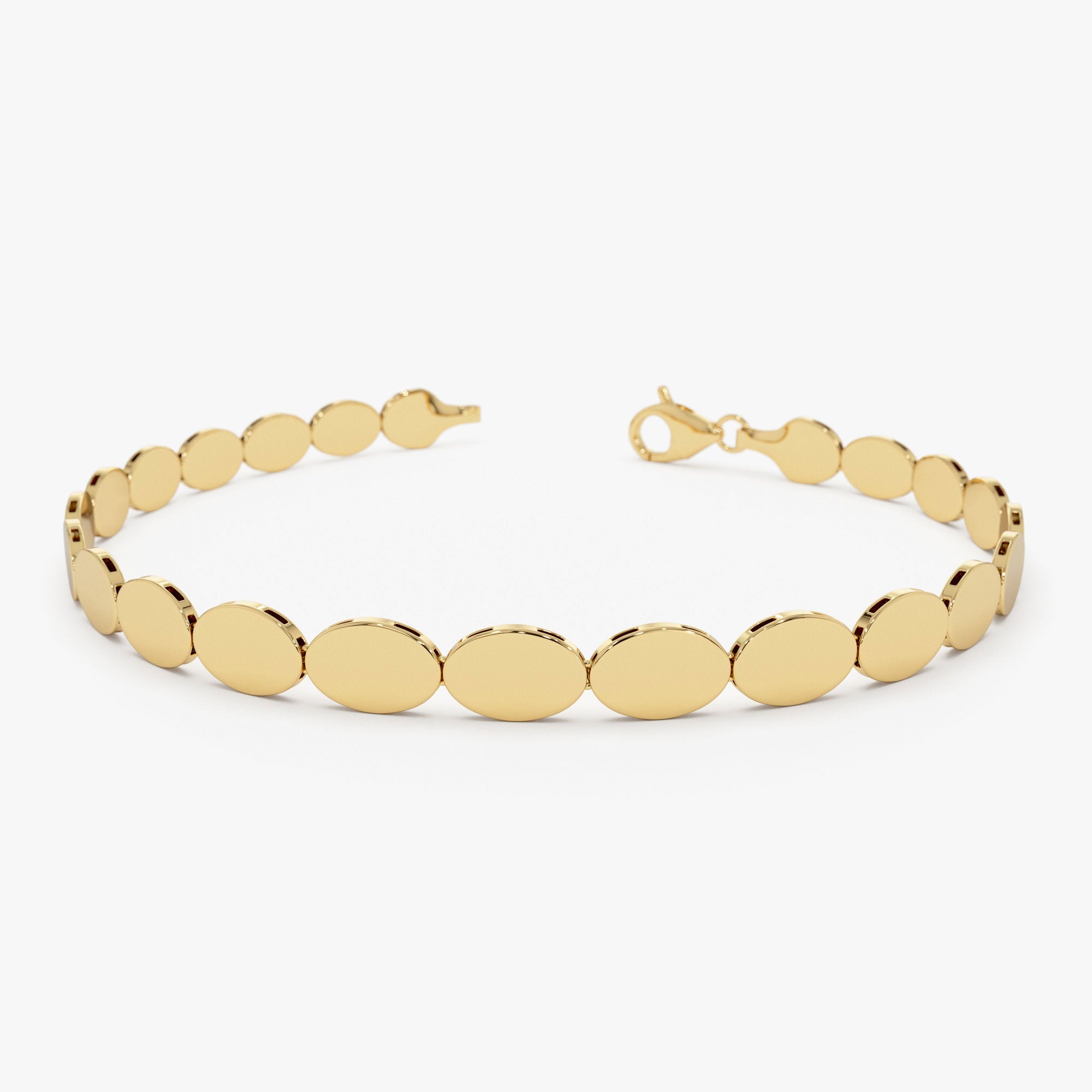 OBFJ1116 - 14k Gold Oval Link Stacking Bracelet 1