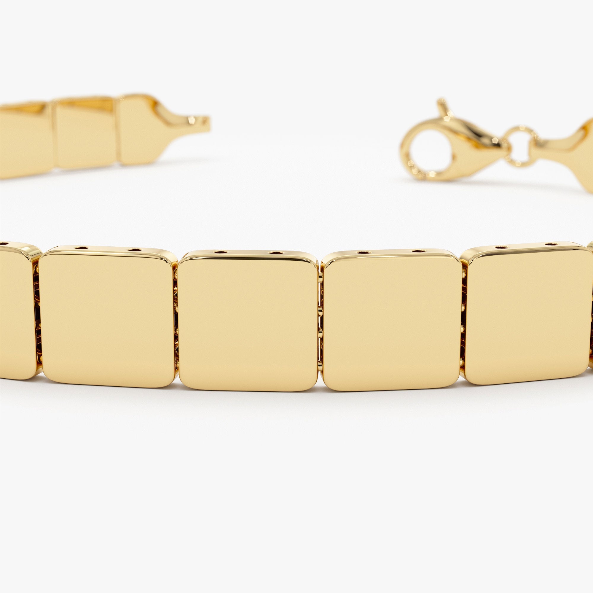 OBFJ1117 - 14k Gold Square Link Stacking Bracelet 6