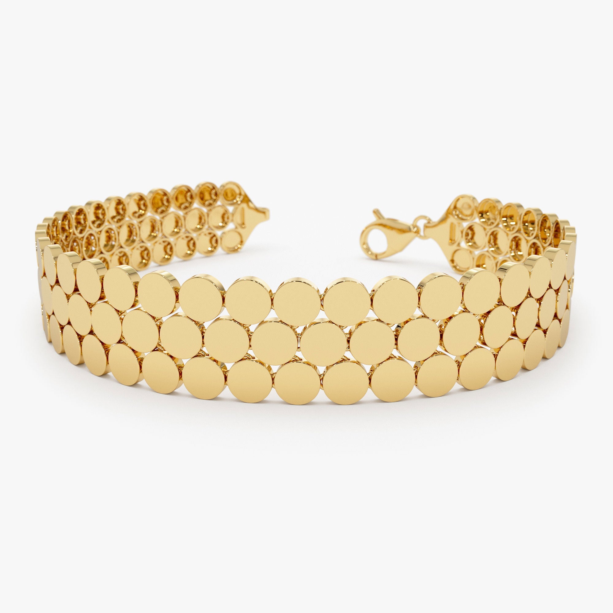 OBFJ1118 - 14k Unique Bold Triple Strand Bracelet 1