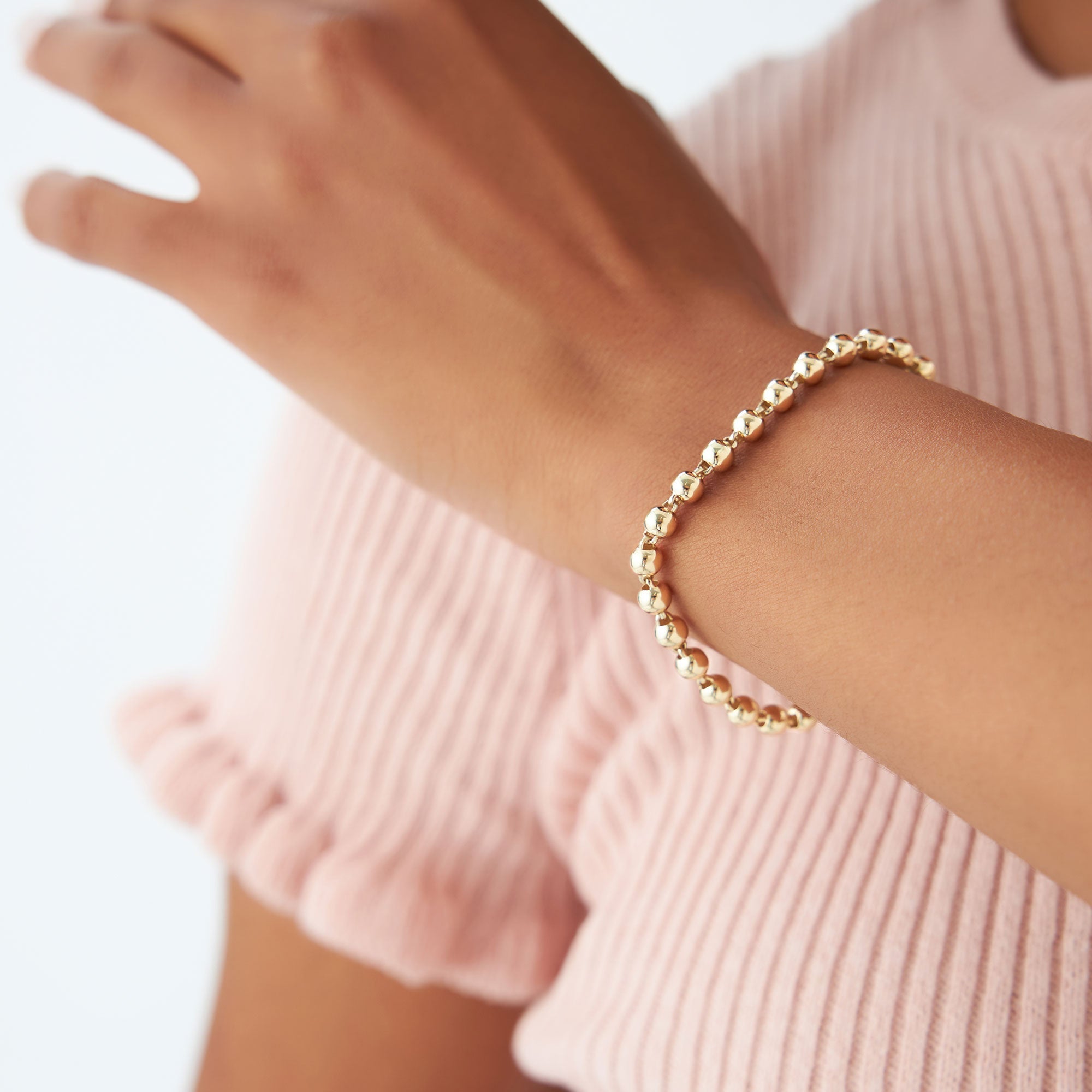 OBFJ1120 - 14K Gold 5 MM Bead Bracelet 3