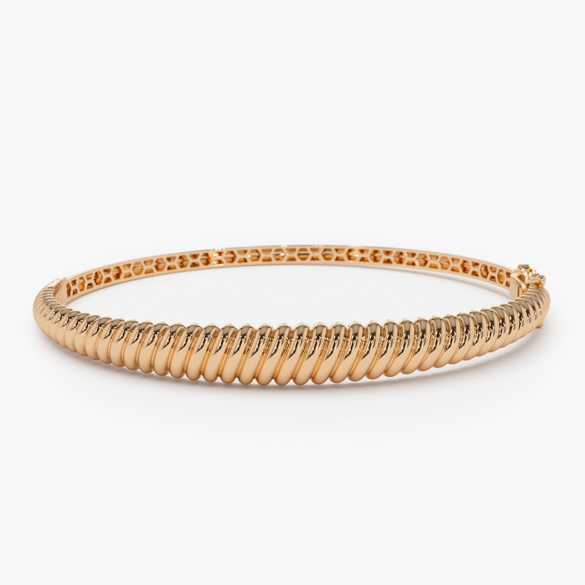 OBFJ0751 - 14K Gold Twist Bangle Bracelet 7