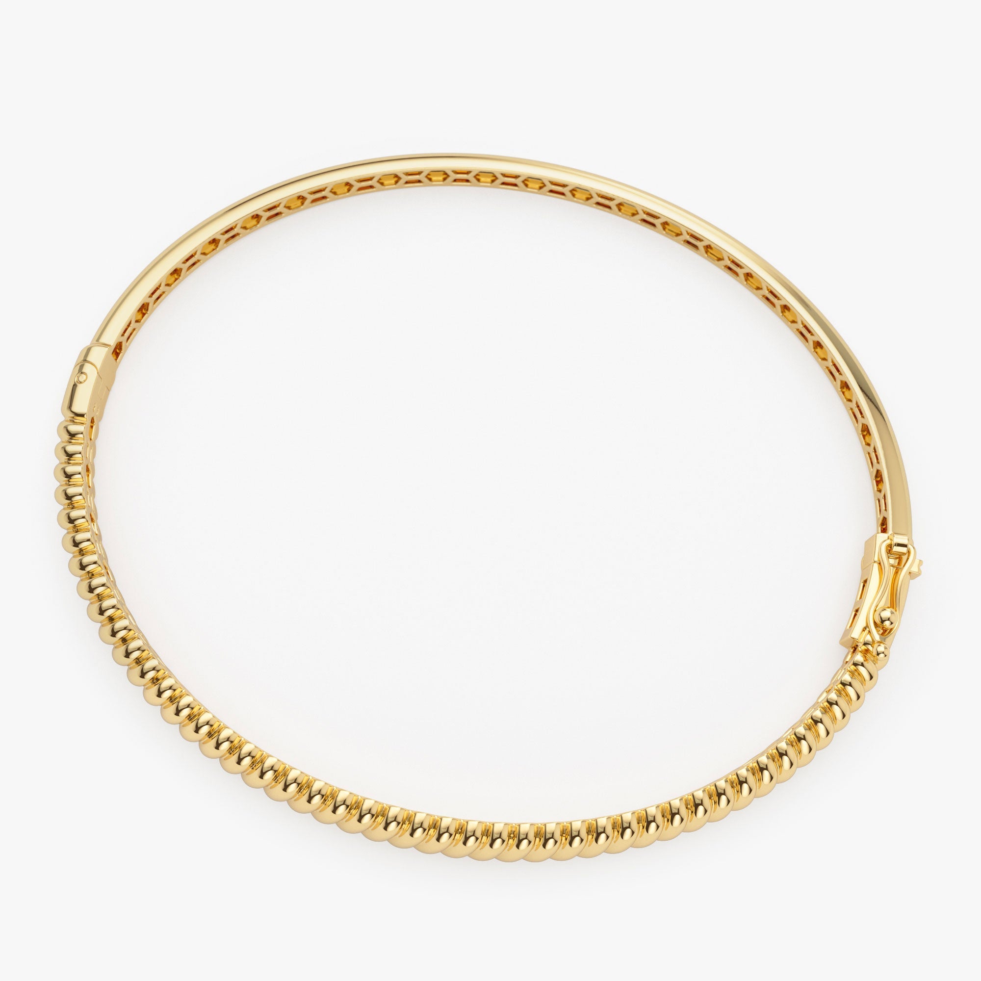 OBFJ0751 - 14K Gold Twist Bangle Bracelet 9