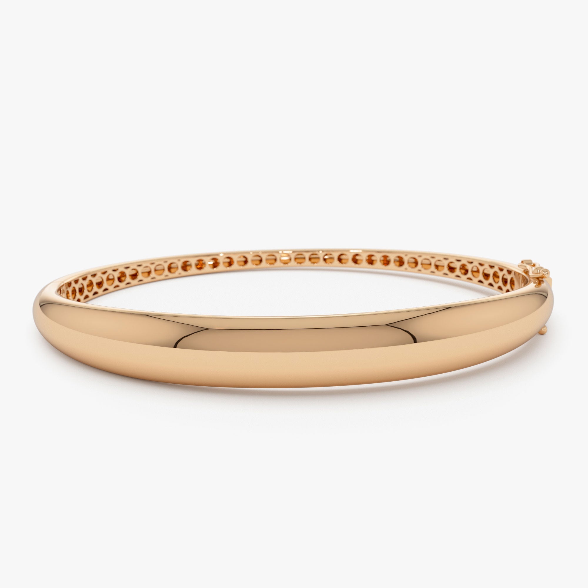 OBFJ1109 - 14K 7.5MM Classic Dome Gold Bangle Bracelet 5