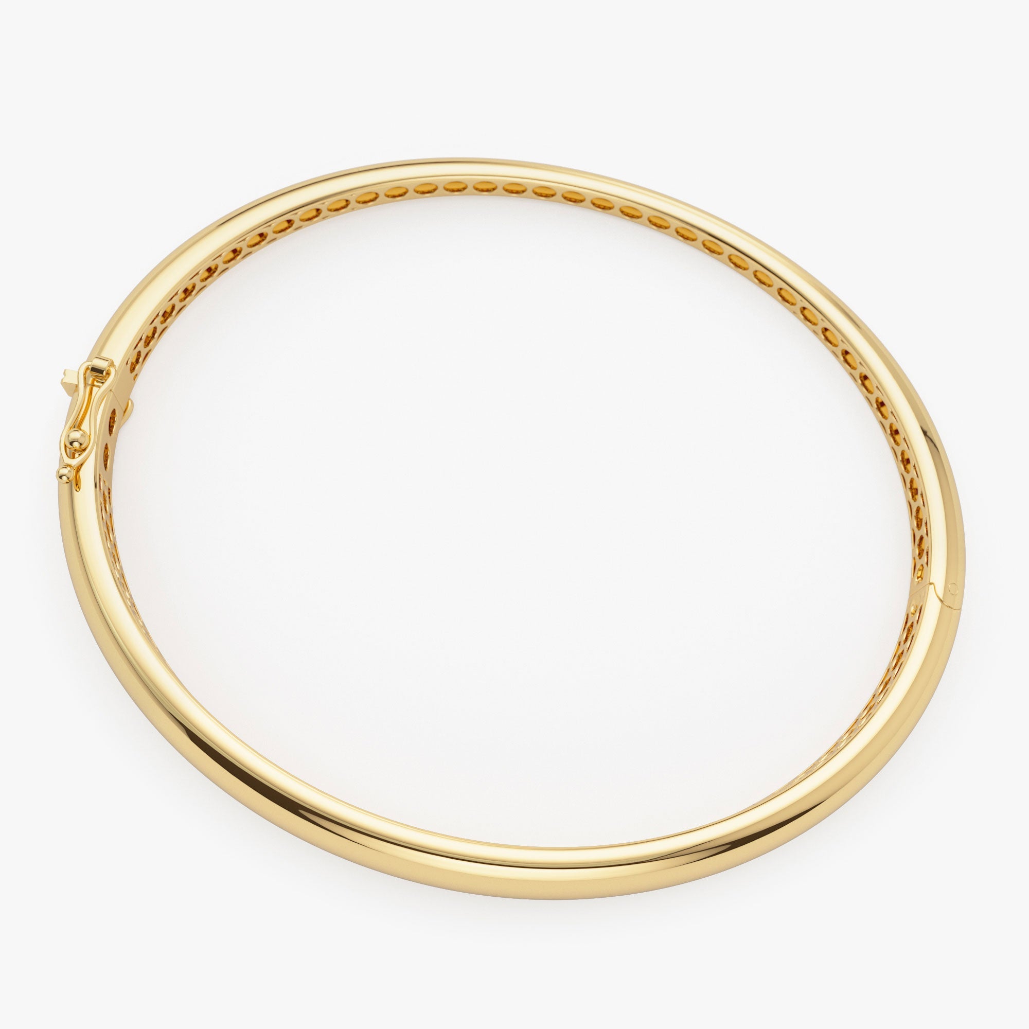 OBFJ1109 - 14K 7.5MM Classic Dome Gold Bangle Bracelet 9