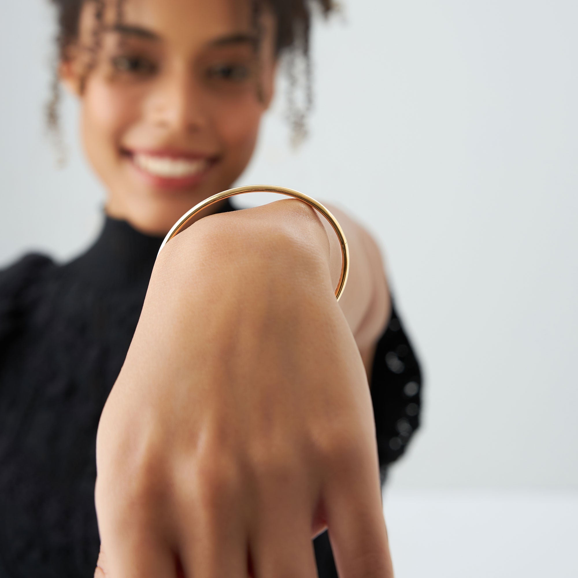 OBFJ1111 - 14k 3.5mm Dome Gold Bangle Bracelet 4