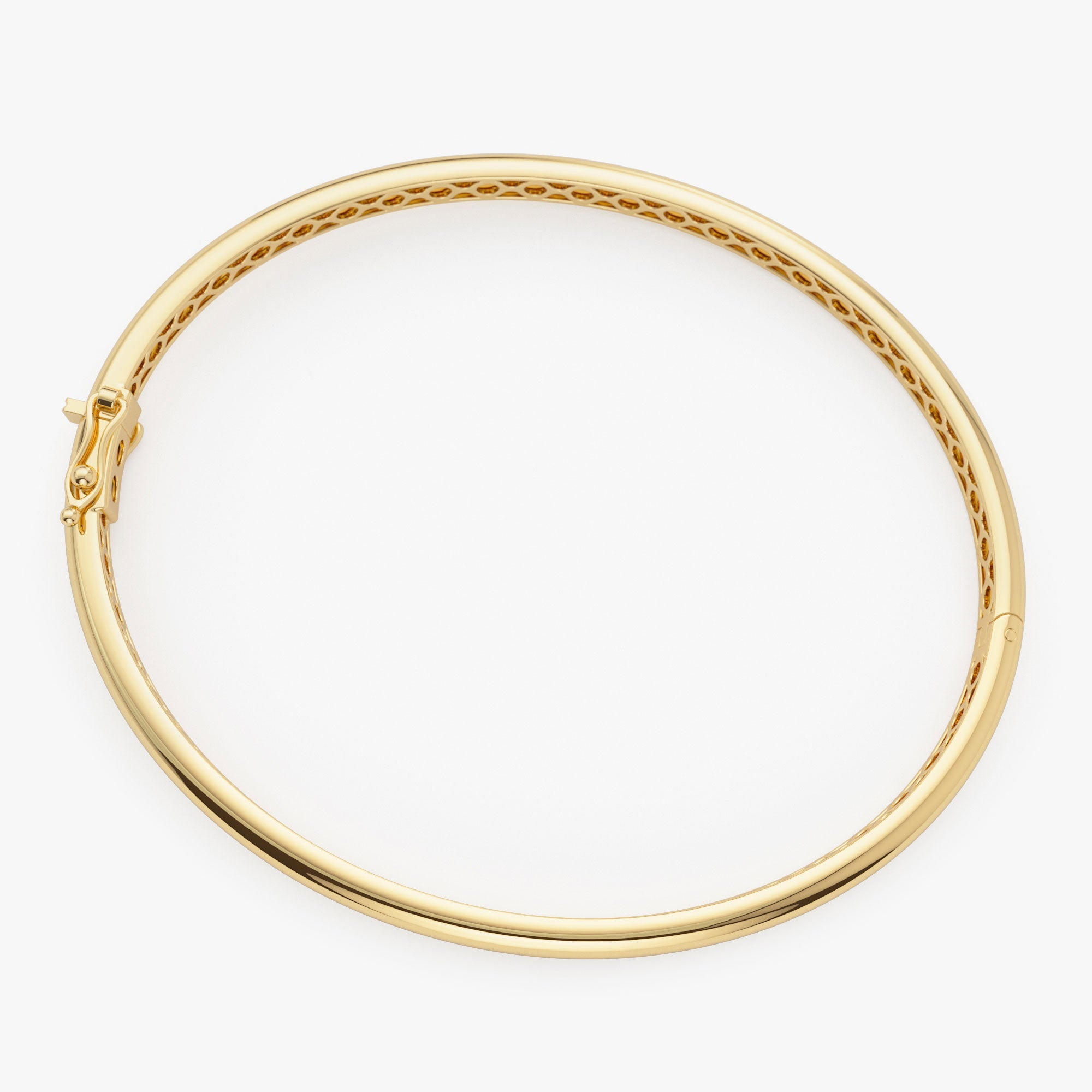 OBFJ1111 - 14k 3.5mm Dome Gold Bangle Bracelet 10
