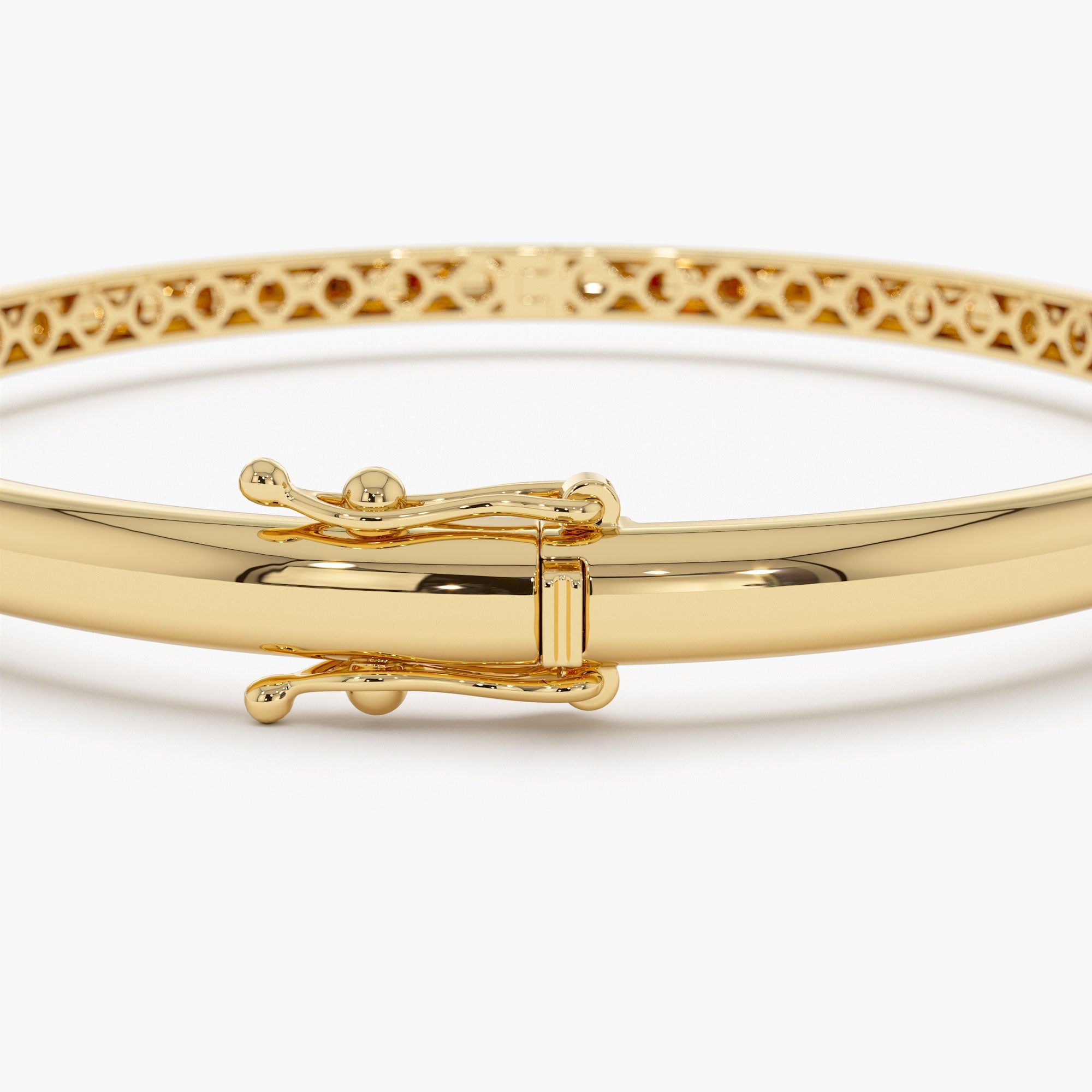OBFJ1111 - 14k 3.5mm Dome Gold Bangle Bracelet 11