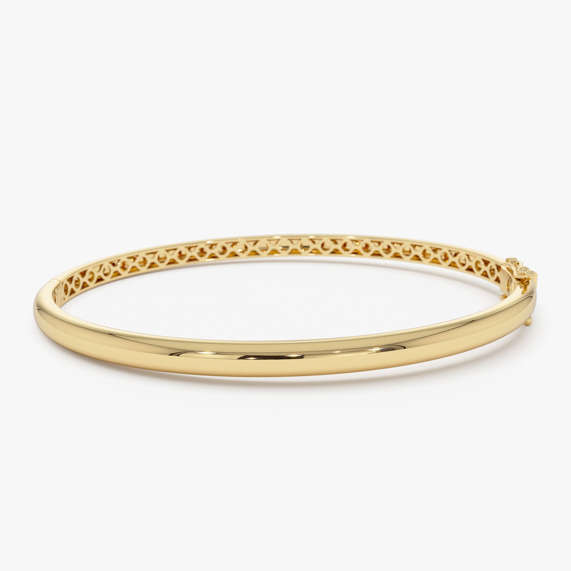 OBFJ1111 - 14k 3.5mm Dome Gold Bangle Bracelet 1
