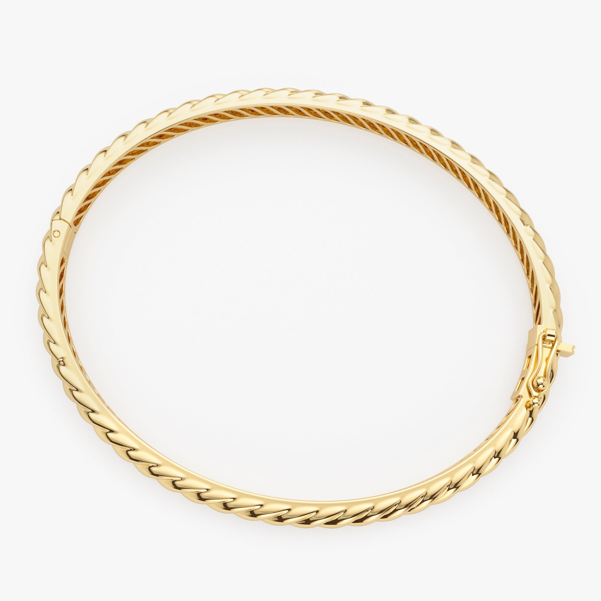 OBFJ0857 - 14K Twist Rope Dainty Cable Bangle 8