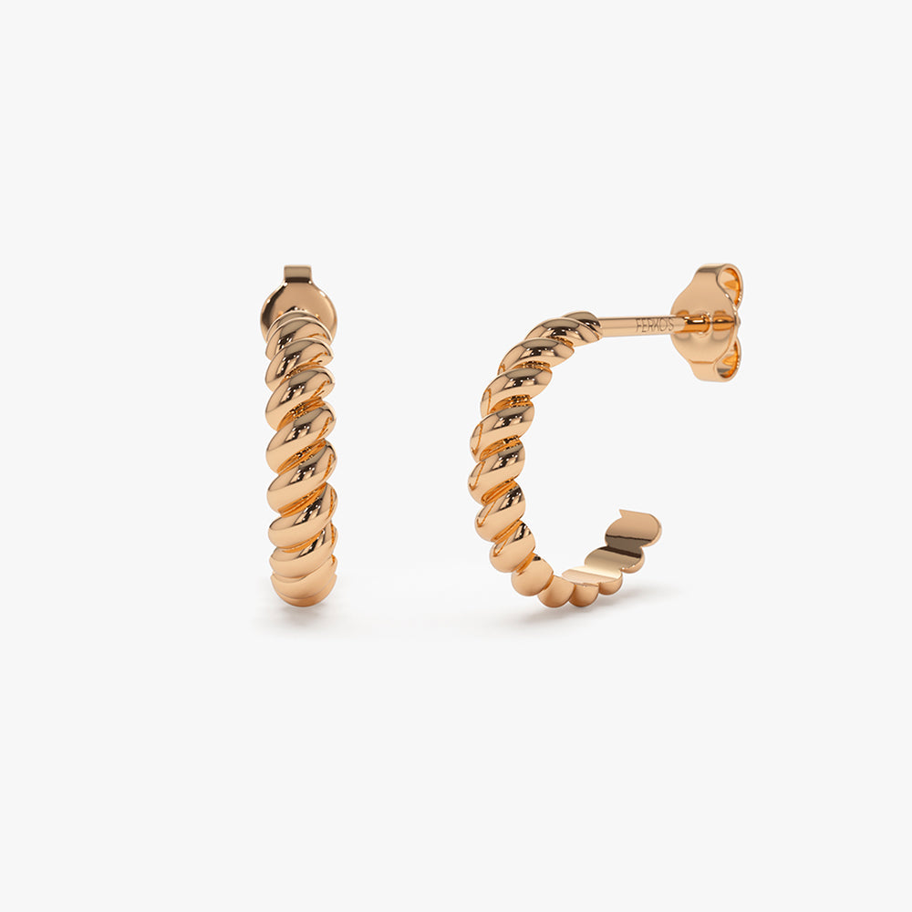 OBFJ2124 - 14k Braided 3MM Twist Earrings 6