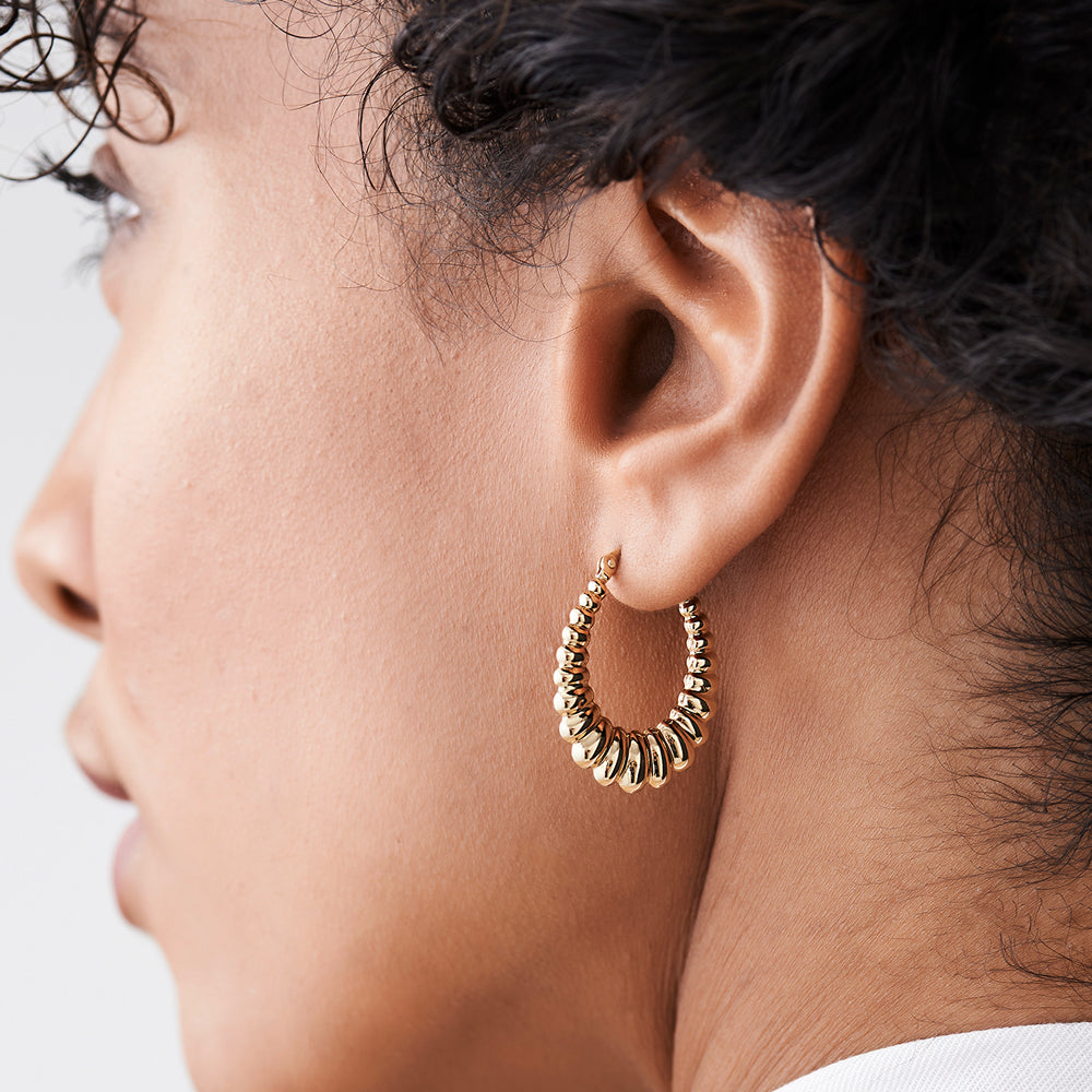 OBFJ2180 - 14k Gold Bold Twisted Women's Earrings 2