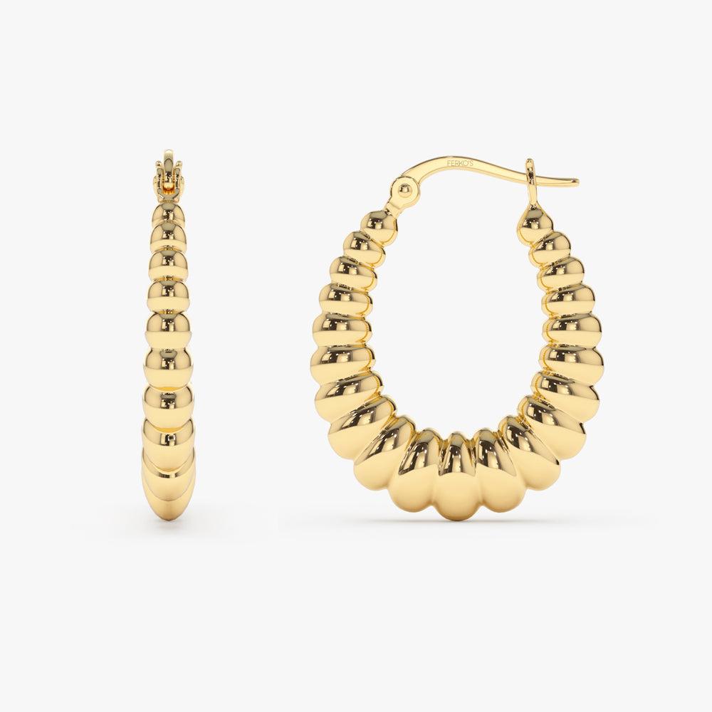 OBFJ2180 - 14k Gold Bold Twisted Women's Earrings 5