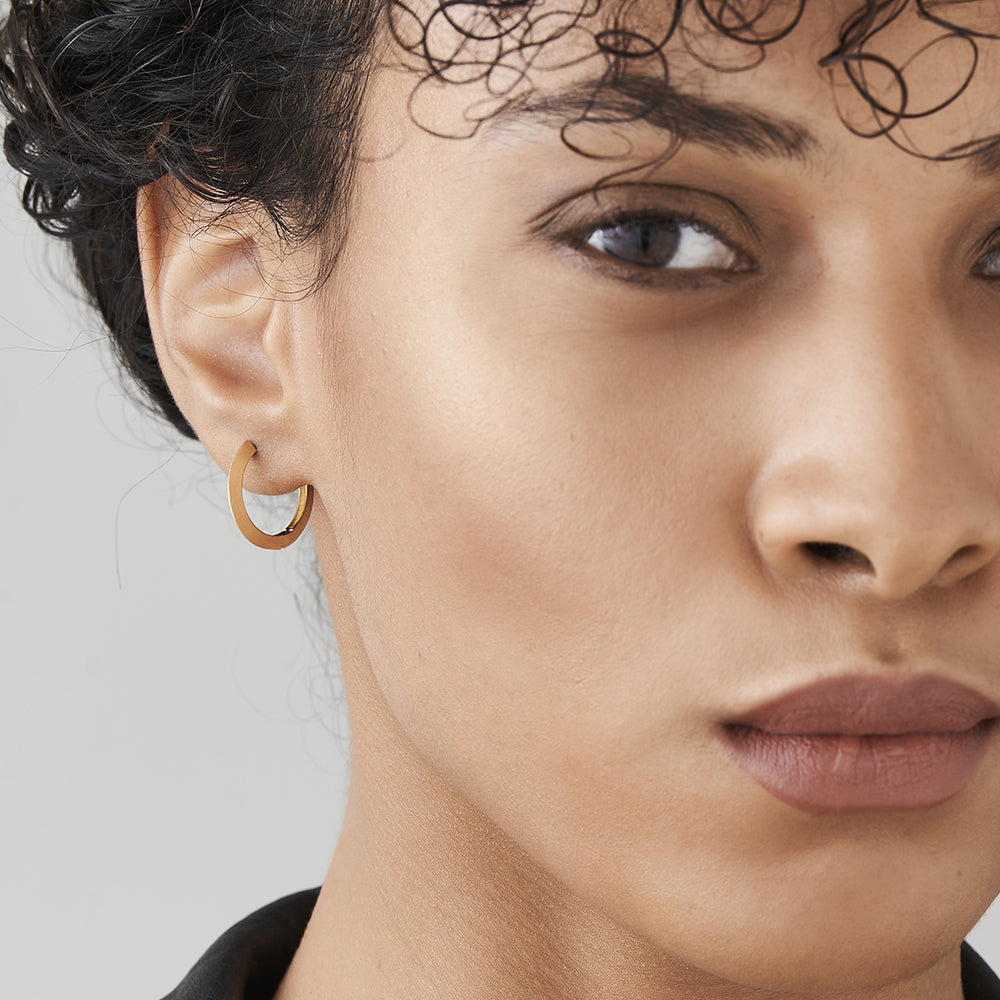 OBFJ0182 - 14k Rose Gold Flat Hoop Earrings 2