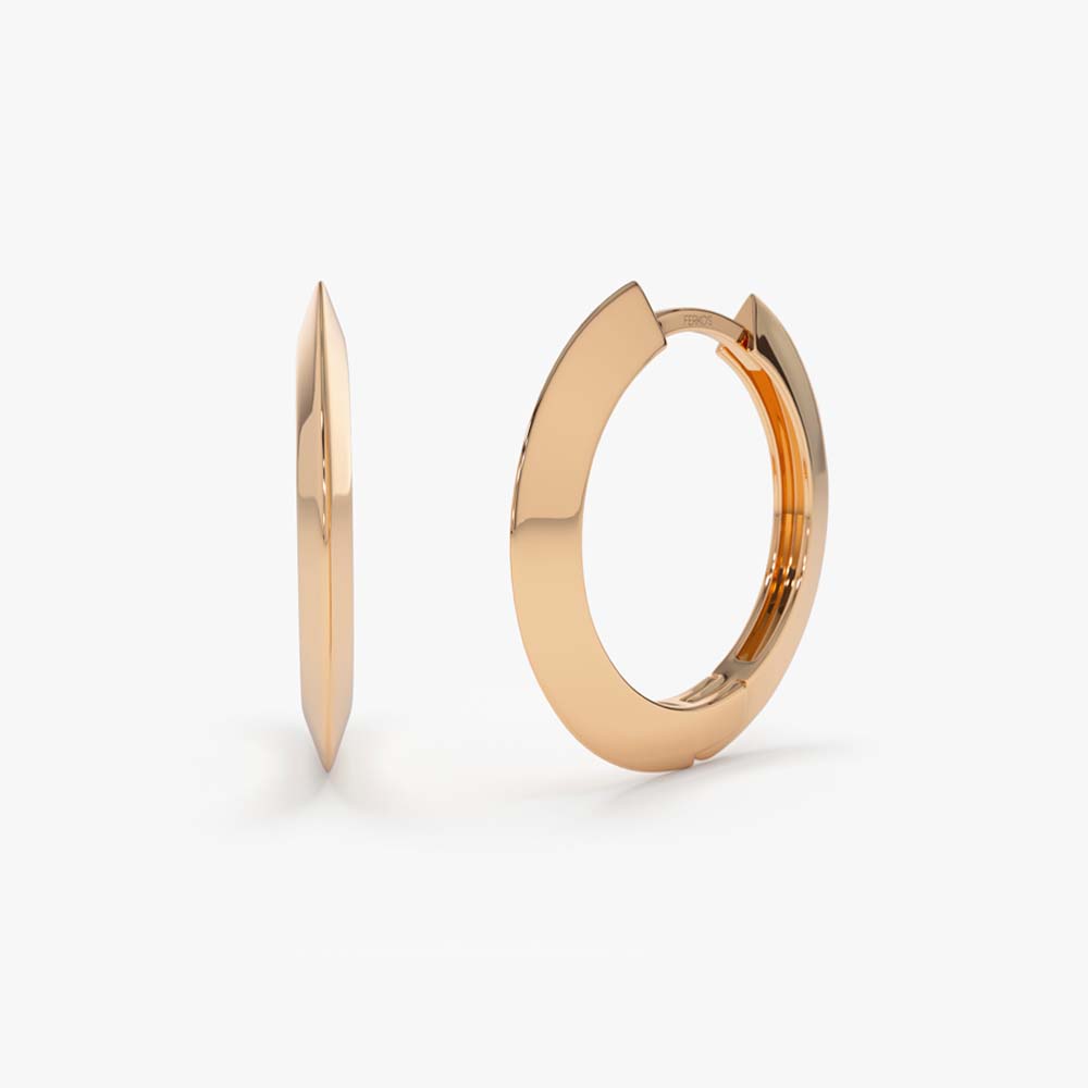 OBFJ2179 - 14k Gold Flat Hoop Earrings 6