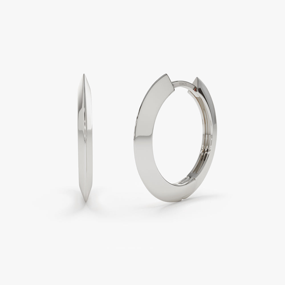 OBFJ2179 - 14k Gold Flat Hoop Earrings 7