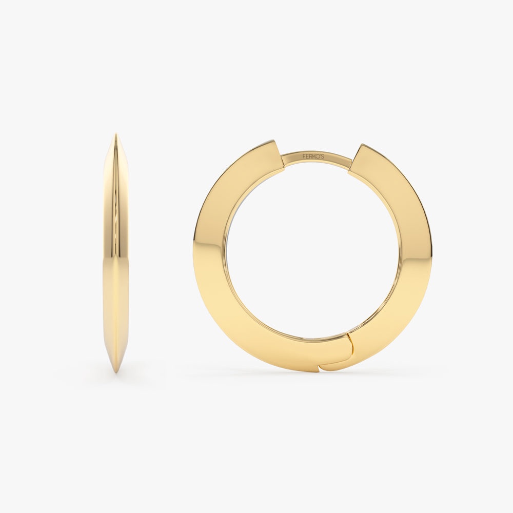 OBFJ2179 - 14k Gold Flat Hoop Earrings 8