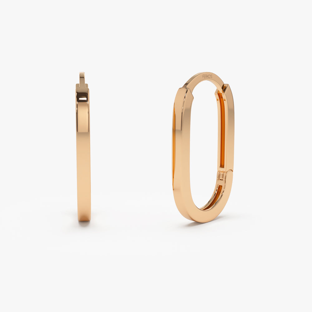 OBFJ2183 - 14k Gold Paperclip Hoop Earrings 5