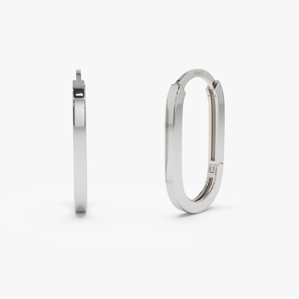 OBFJ2183 - 14k Gold Paperclip Hoop Earrings 6