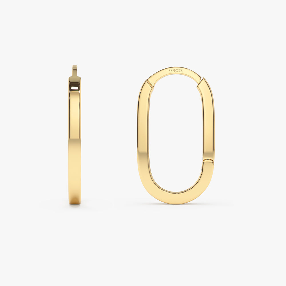 OBFJ2183 - 14k Gold Paperclip Hoop Earrings 7