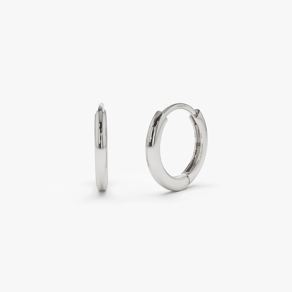 OBFJ2129 - Mini Plain Huggies earrings in selectable metal and diamond options - Roselle Jewelry view 4